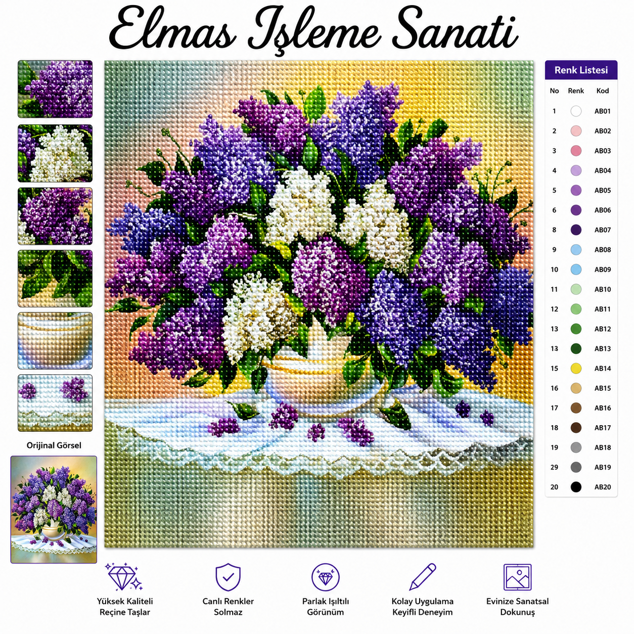 Mor Salkımlar 50x65 Cm