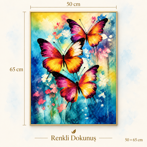 Renkli Kelebekler 50x65 cm