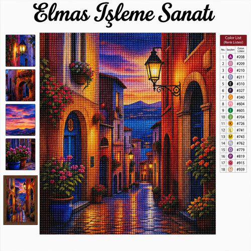 Akşam ışıkları sokağı 50x65 Cm