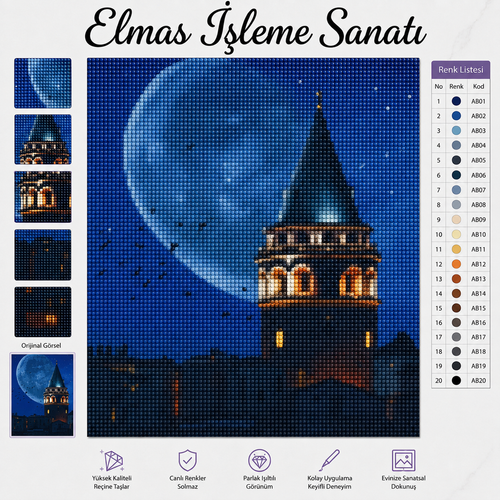Ay ışığında Galata 40x50