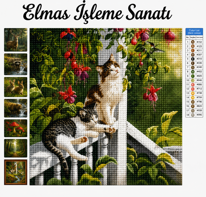 Sevimli Bahçe Kedileri 50x65Cm