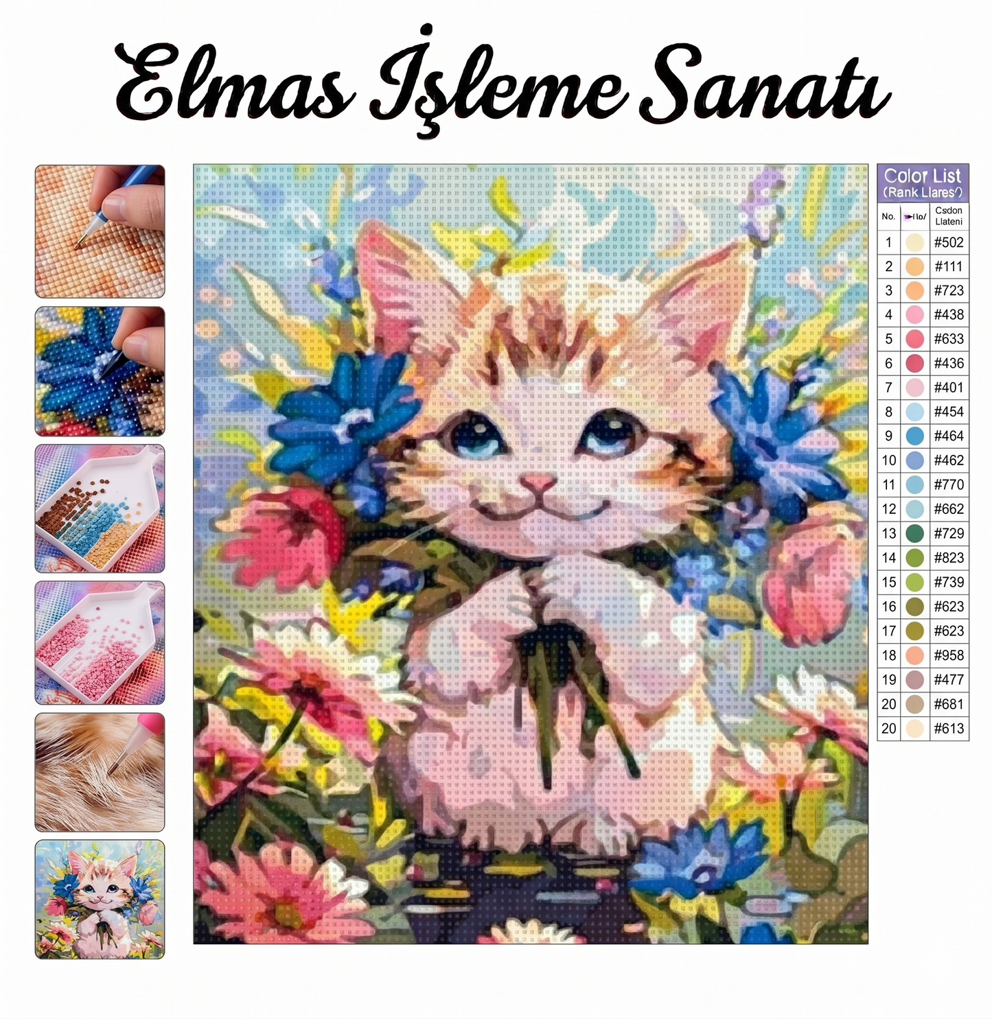 Çiçekli Kedicik 30x40 cm