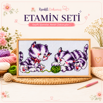 Yavru Kediler Desenli Etamin Seti