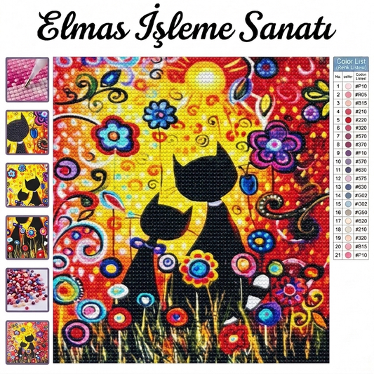 Mozaik Kediler  30x40 cm