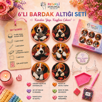 Sevimli Patiler 6'lı Bardak Altlığı Seti